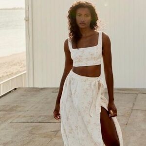 Reformation White Floral Maxi Skirt (Two-Piece Set)